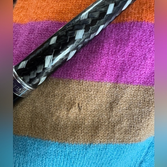 Vintage Mainbocher Cashmere Striped V Neck Sweater Size Medium - Picture 11 of 12